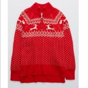 Aerie Festive Feels! Quarter Zip Sweater